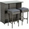 Ensemble De Bar De Jardin 2 Tabourets Table + Rangement En Polyrotin Gris -Promos Garde Plante Boutique 29882376 1