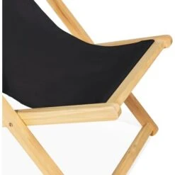 Lot De 2 Chaises Longues Pliantes Chilienne Bois Toile Noire -Promos Garde Plante Boutique 30015888 3