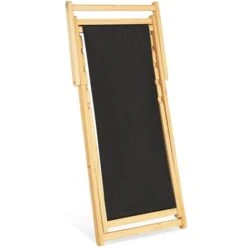 Lot De 2 Chaises Longues Pliantes Chilienne Bois Toile Noire -Promos Garde Plante Boutique 30015888 5