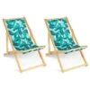 Lot De 2 Chaises Longues Pliantes Chilienne Bois Toile Tropicale -Promos Garde Plante Boutique 30015891 1