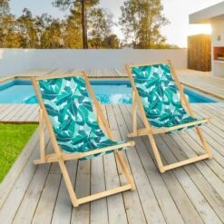 Lot De 2 Chaises Longues Pliantes Chilienne Bois Toile Tropicale 8 Lot De 2 Chaises Longues Pliantes Chilienne Bois Toile Tropicale -Promos Garde Plante Boutique 30015891 2