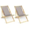 Lot De 2 Chaises Longues Pliantes Chilienne Bois Toile Taupe -Promos Garde Plante Boutique 30015897 1