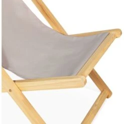 Lot De 2 Chaises Longues Pliantes Chilienne Bois Toile Taupe -Promos Garde Plante Boutique 30015897 3