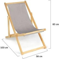 Lot De 2 Chaises Longues Pliantes Chilienne Bois Toile Taupe -Promos Garde Plante Boutique 30015897 4