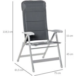 OUTSUNNY Chaise De Jardin Pliante Dossier Haut Inclinable Multipositions Accoudoirs Tétière Alu. Oxford Déperlant Gris 9 OUTSUNNY Chaise De Jardin Pliante Dossier Haut Inclinable Multipositions Accoudoirs Tétière Alu. Oxford Déperlant Gris -Promos Garde Plante Boutique 30016515 3