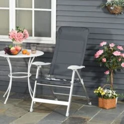 OUTSUNNY Chaise De Jardin Pliante Dossier Haut Inclinable Multipositions Accoudoirs Tétière Alu. Oxford Déperlant Gris 10 OUTSUNNY Chaise De Jardin Pliante Dossier Haut Inclinable Multipositions Accoudoirs Tétière Alu. Oxford Déperlant Gris -Promos Garde Plante Boutique 30016515 4