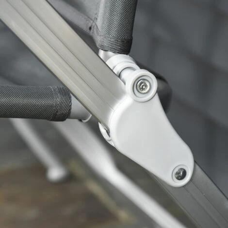 OUTSUNNY Chaise De Jardin Pliante Dossier Haut Inclinable Multipositions Accoudoirs Tétière Alu. Oxford Déperlant Gris 7 OUTSUNNY Chaise De Jardin Pliante Dossier Haut Inclinable Multipositions Accoudoirs Tétière Alu. Oxford Déperlant Gris – Image 5