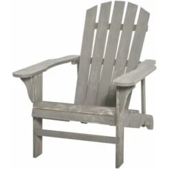 OUTSUNNY Fauteuil De Jardin Adirondack Dim. 78L X 89P X 88H Cm Bois Massif Sapin Gris Effet Vieilli