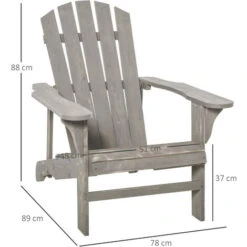 OUTSUNNY Fauteuil De Jardin Adirondack Dim. 78L X 89P X 88H Cm Bois Massif Sapin Gris Effet Vieilli -Promos Garde Plante Boutique 30108428 3