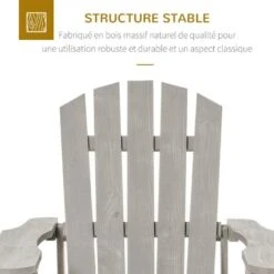 OUTSUNNY Fauteuil De Jardin Adirondack Dim. 78L X 89P X 88H Cm Bois Massif Sapin Gris Effet Vieilli -Promos Garde Plante Boutique 30108428 5