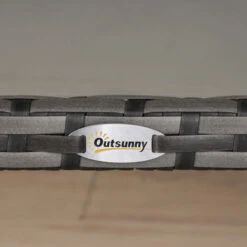 OUTSUNNY Table Basse De Jardin Plateau Verre Trempé 5 Mm Résine Tressée Imitation Rotin Gris -Promos Garde Plante Boutique 30108468 4