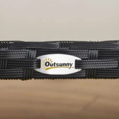 OUTSUNNY Table Basse De Jardin Plateau Verre Trempé 5 Mm Résine Tressée Imitation Rotin Noir -Promos Garde Plante Boutique 30108469 4