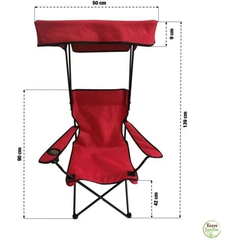 Chaise Pliante Avec Pare Soleil Sunrise Rouge 4 Chaise Pliante Avec Pare Soleil Sunrise Rouge – Image 2
