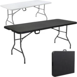 AREBOS Table Pliante Table De Buffet Look Rotin Table De Jardin Table De Camping