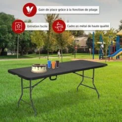 AREBOS Table Pliante Table De Buffet Look Rotin Table De Jardin Table De Camping -Promos Garde Plante Boutique 30190793 3