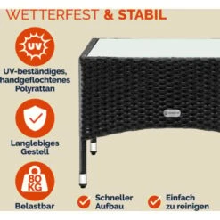 Table D’appoint En Polyrotin Table Basse Avec Plaque En Verre Petite Table De Jardin En Résine Tressée M1 - 58x58x42cm (de) -Promos Garde Plante Boutique 30338467 3