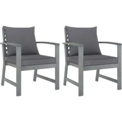 Chaises De Jardin 2 Pcs Avec Coussins Gris Foncé Bois D'acacia VidaXL
