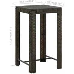 Table De Bar De Jardin Marron 60,5x60,5x110,5 Cm Résine Tressée VidaXL -Promos Garde Plante Boutique 30555598 3