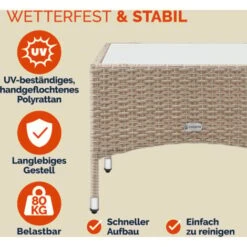 Table D’appoint En Polyrotin Table Basse Avec Plaque En Verre Petite Table De Jardin En Résine Tressée M2 - 58x58x42cm (de) -Promos Garde Plante Boutique 30858092 3