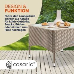 Table D’appoint En Polyrotin Table Basse Avec Plaque En Verre Petite Table De Jardin En Résine Tressée M2 - 58x58x42cm (de) -Promos Garde Plante Boutique 30858092 4
