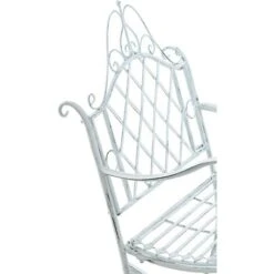 Chaise à Bascule Ansan En Fer Antique/blanc -Promos Garde Plante Boutique 30894231 5