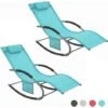 SoBuy OGS28-HBx2 Lot De 2 Fauteuils à Bascule Avec Repose-Pieds - Turquoise -Promos Garde Plante Boutique 30996582 1