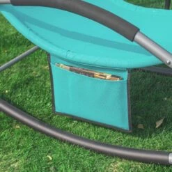 SoBuy OGS28-HBx2 Lot De 2 Fauteuils à Bascule Avec Repose-Pieds - Turquoise -Promos Garde Plante Boutique 30996582 5