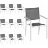 Lot De 10 Chaises En Aluminium Blanc - Textilène Gris -Promos Garde Plante Boutique 31047406 1