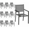 Lot De 10 Chaises En Aluminium Anthracite - Textilène Gris -Promos Garde Plante Boutique 31450757 1