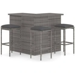 Meuble De Bar De Jardin 4 Pcs Avec Coussins Résine Tressée Gris VidaXL
