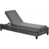 OUTSUNNY Bain De Soleil Transat Grand Confort Matelas Inclinaison Réglable Multipositions Résine Tressée Grise -Promos Garde Plante Boutique 31495916 1