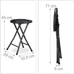 Relaxdays Tabouret De Jardin Lot De 2 BASTIAN Pliant Plastique Optique Rotin Balcon Terrasse Rond Résistant HxlxP: 45 X 32,5 X 29 Cm, Noir -Promos Garde Plante Boutique 31791386 4
