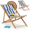 Relaxdays Chaise Pliante Lot De 2 En Bambou Tissu Chaise De Jardin Oreiller Balcon Plage Fauteuil, Bleu -Promos Garde Plante Boutique 31795141 1