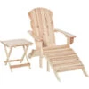 OUTSUNNY Fauteuil De Jardin Adirondack Pliable Avec Repose-pied Et Table Basse Bois Sapin Traité Naturel -Promos Garde Plante Boutique 31805575 1