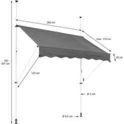 Store Banne Terrasse Balcon Auvent Rétractable Réglable 200x120cm Gris ML-Design -Promos Garde Plante Boutique 32040698 5