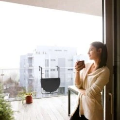 Relaxdays Table De Balcon Pliante Pliable Appoint Table Suspendue Rabattable BASTIAN Rotin Hauteur Réglable L X P: 60 X 40 Cm, Noir -Promos Garde Plante Boutique 32128732 3