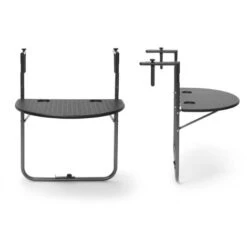 Relaxdays Table De Balcon Pliante Pliable Appoint Table Suspendue Rabattable BASTIAN Rotin Hauteur Réglable L X P: 60 X 40 Cm, Noir -Promos Garde Plante Boutique 32128732 5