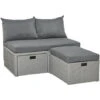 OUTSUNNY Ensemble Salon De Jardin 3 Places 3 Pièces - Canapé 2 Places, Pouf, Coffre Rangement - 4 Coussins Inclus - Résine Tressée Imitation Rotin Gris 1 OUTSUNNY Ensemble Salon De Jardin 3 Places 3 Pièces - Canapé 2 Places, Pouf, Coffre Rangement - 4 Coussins Inclus - Résine Tressée Imitation Rotin Gris -Promos Garde Plante Boutique 32477729 1