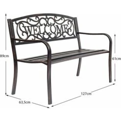 COSTWAY Banc De Jardin 3 Places Extérieur Cadre Métallique Style Ancien 127 X 63,5 X 89 Cm Résistant Aux Intempéries Charge 320kg -Promos Garde Plante Boutique 33186217 5