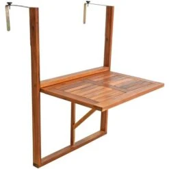 Table De Balcon Pliante Suspendue En Bois D'acacia 64 X 41 X 87 Cm
