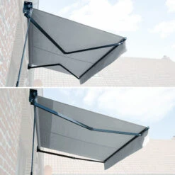 Store Banne SAULE 3,95 × 3m - Toile Grise Et Structure Grise -Promos Garde Plante Boutique 33368348 2