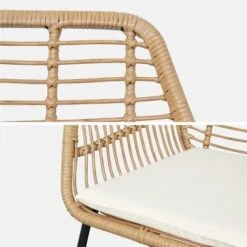 Salon De Jardin 4 Personnes – Résine Effet Bambou Et Structure En Métal Noir – NATUNA - Style Colonial. Bi-matière -Promos Garde Plante Boutique 33394112 3