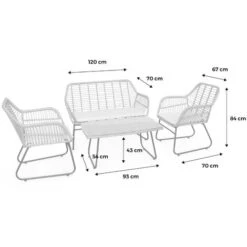 Salon De Jardin 4 Personnes – Résine Effet Bambou Et Structure En Métal Noir – NATUNA - Style Colonial. Bi-matière -Promos Garde Plante Boutique 33394112 4