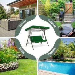 LangRay Toile De Balancelle,210D Outdoor Swing Couverture éTanche,Toit De BalançOire RemplaçAble (Couvercle SupéRieur Pivotant),Convient Pour Le Jardin-Noir19013215Cm -Promos Garde Plante Boutique 33756349 5