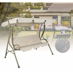 LangRay Toile De Balancelle,210D Outdoor Swing Couverture éTanche,Toit De BalançOire RemplaçAble (Couvercle SupéRieur Pivotant),Convient Pour Le Jardin-Noir19512515Cm -Promos Garde Plante Boutique 33756369 4