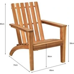 COSTWAY Chaise De Jardin/Adirondack En Acacia Certifié FSC Résistant Aux Intempéries Charge 160 Kg Salon Terrasse Balcon Naturel -Promos Garde Plante Boutique 33756739 4