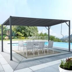 Pergola Lames Orientables CEFALU 3x4 M Gris Anthracite -Promos Garde Plante Boutique 34046187 3