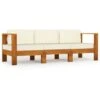 Canapé De Jardin 3 Places Et Coussins Blanc Crème Bois D'acacia VidaXL -Promos Garde Plante Boutique 34146539 1