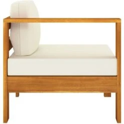 Canapé De Jardin 3 Places Et Coussins Blanc Crème Bois D'acacia VidaXL -Promos Garde Plante Boutique 34146539 5