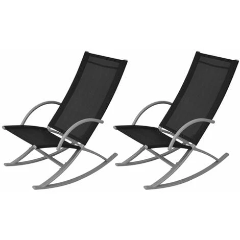 Chaises à Bascule De Jardin 2 Pcs Acier Et Textilène Noir VidaXL 3 Chaises à Bascule De Jardin 2 Pcs Acier Et Textilène Noir VidaXL